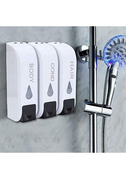 2x Üçlü Duş Sabunluk Duvara Monte Sıvı Sabun Şampuan Dispenseri Banyo Için Yıkama Losyonu (Yurt Dışından)