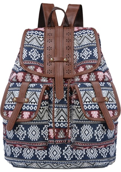 Moda Yeni Bayan Sırt Çantası Kanvas Baskı Rahat Sırt Çantası Öğrenci Sırt Çantası Seyahat Çantası Küçük Sırt Çantası Beyaz (Yurt Dışından)