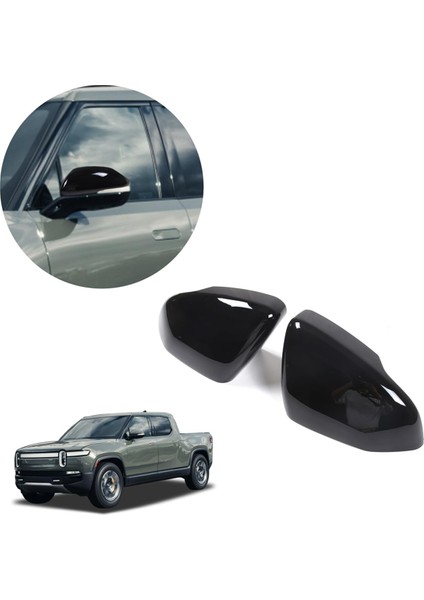 Kapı Dikiz Aynası Kapağı R1T R1S 2022 2023 ile Uyumlu, Abs Yan Dikiz Aynası Kapağı Koruyucu Trim (Parlak Siyah) (Yurt Dışından) modelleri