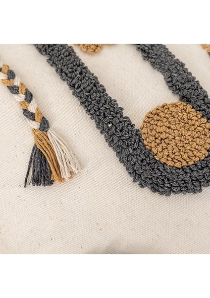 Boho Tarzı Minder Örtüsü Pamuk Yastık Örtüsü Kahve Döngü Ev Dekorasyonu Için Püsküllü Doğal Oturma Odası Kanepe-A (Yurt Dışından)