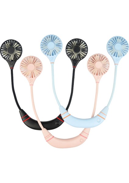 Mini USB Taşınabilir Fan Boyun Boyun Bandı ile Şarj Edilebilir Pil Küçük Masa Fanları El Hava Soğutucu Klima Oda Siyah (Yurt Dışından)
