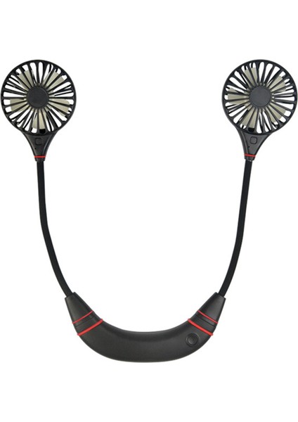 Mini USB Taşınabilir Fan Boyun Boyun Bandı ile Şarj Edilebilir Pil Küçük Masa Fanları El Hava Soğutucu Klima Oda Siyah (Yurt Dışından)