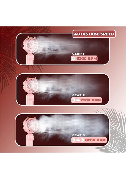 Kedi Kulaklı Taşınabilir El Tipi Fan - Mini USB Şarj Edilebilir Pil Katlanabilir Küçük (Pembe) (Yurt Dışından) fırsatları