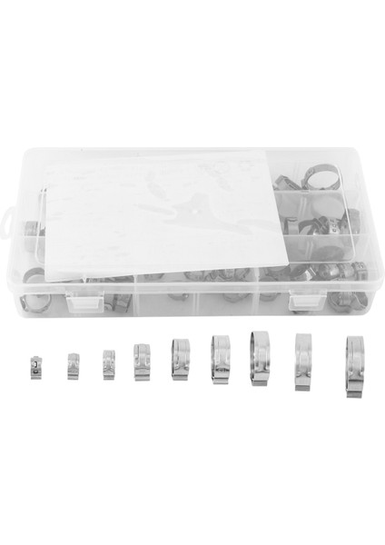 Paslanmaz Çelik Tek Kulaklı Hortum Kelepçesi, 80 Adet 6-23.6mm Sıkma Hortum Kelepçesi Çeşitler Kiti Kulak Kademesiz Cinch Halkaları Sıkma Tutam (1/4 Inç - 15/16 Inç) (Yurt Dışından)