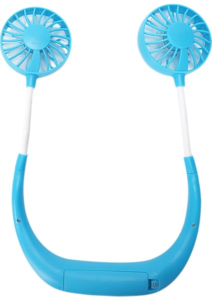 Spor Fan Asma Boyun Dış Mekan USB Şarjlı Masaüstü Fan-Mavi (Yurt Dışından)