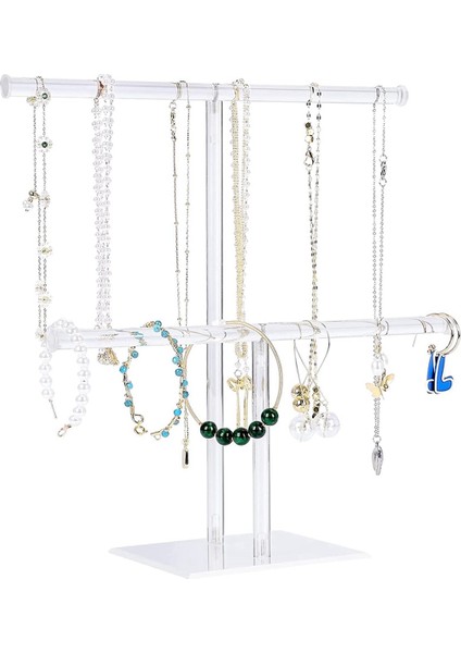 2x Takı Standı Kolye Tutucu, Takı Ekran Tutucu, Kolye ve Bilezik Asılı Organizatör, Şeffaf Kule Standı (Yurt Dışından) fiyatları