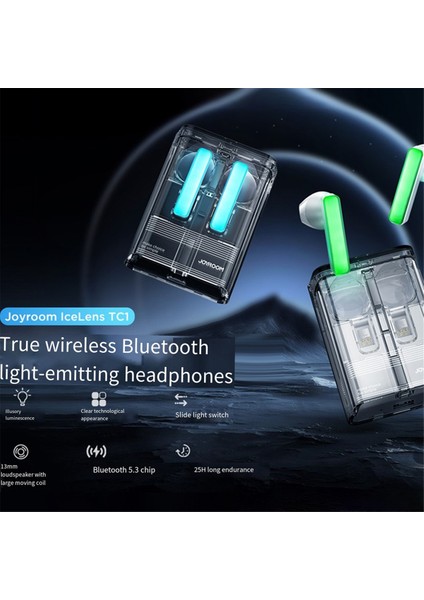 Kablosuz Bluetooth Kulaklık Şeffaf Parlatıcı Kulaklık Çok Fonksiyonlu Kulak Içi Stereo Ses Yüksek Kaliteli Kulaklıklar, Siyah (Yurt Dışından) modelleri