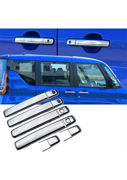 Takım 4 Kapı Kolu Krom Kapak Trim ile Uyumlu Delica Mini 2023 2024 Dış Dış Kapı Kolu Koruma Kapakları (Yurt Dışından)