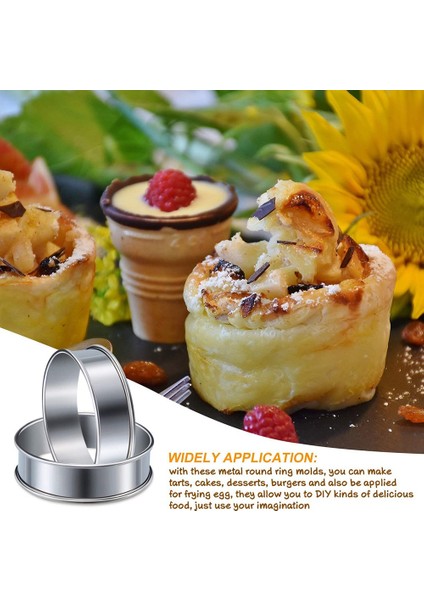10 Adet Çift Haddelenmiş Tart Yüzükler Paslanmaz Çelik Muffin Yüzükler Crumpet Yüzükler Yuvarlak Tart Yüzükler Ev Yemekleri Için (Yurt Dışından)