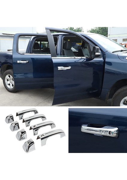 Dikiz Aynası Kapağı Ram 1500 2019-2021 ile Uyumlu Aksesuarlar Akıllı Anahtar Deliği Gümüş ile Kapı Kolu Kapağı Dekor Trim (Yurt Dışından) modelleri