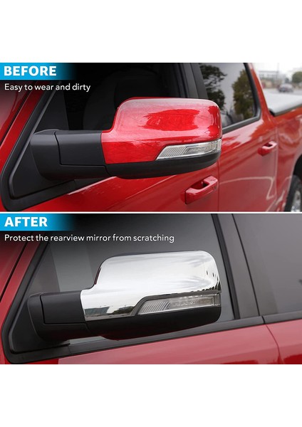 Dikiz Aynası Kapağı Ram 1500 2019-2021 ile Uyumlu Aksesuarlar Akıllı Anahtar Deliği Gümüş ile Kapı Kolu Kapağı Dekor Trim (Yurt Dışından) fırsatları