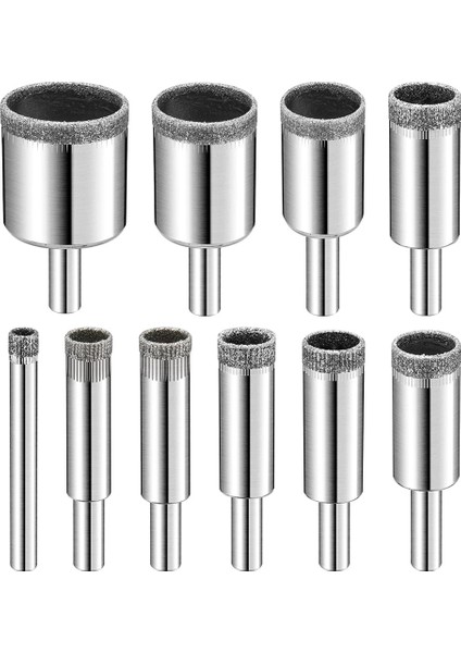 Elmas Matkap Uçları Seti, 10 Parça Elmas Delik Testere Seti, Seramik Karo Porselen Mermer Şişelerle Uyumlu Cam Matkap Ucu (Yurt Dışından)