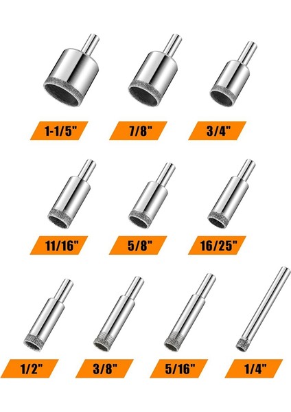 Elmas Matkap Uçları Seti, 10 Parça Elmas Delik Testere Seti, Seramik Karo Porselen Mermer Şişelerle Uyumlu Cam Matkap Ucu (Yurt Dışından) fırsatları