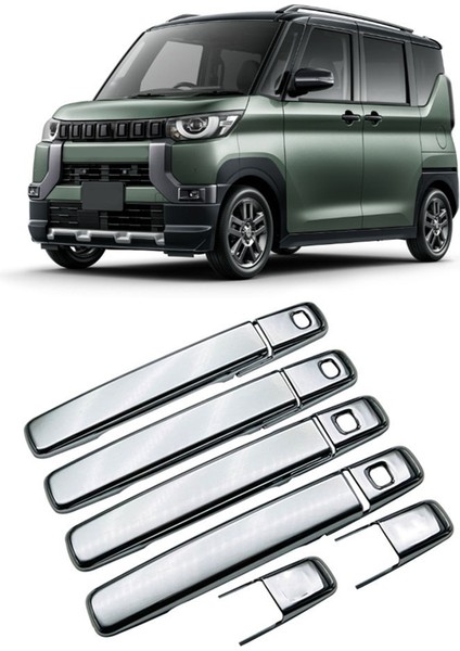 Takım 4 Kapı Kolu Krom Kapak Trim ile Uyumlu Delica Mini 2023 2024 Dış Dış Kapı Kolu Koruma Kapakları (Yurt Dışından)