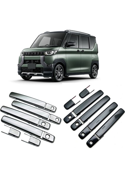 Takım 4 Kapı Kolu Krom Kapak Trim ile Uyumlu Delica Mini 2023 2024 Dış Dış Kapı Kolu Koruma Kapakları (Yurt Dışından)