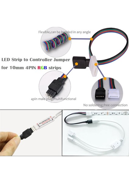 2 Takım 16.4ft(5m) 4-Pin Rgb LED Şerit Uzatma Kablosu, 5050 Esnek Rgb LED Şerit Işığı Için LED Şeritler Konnektör Kitleri (Yurt Dışından)