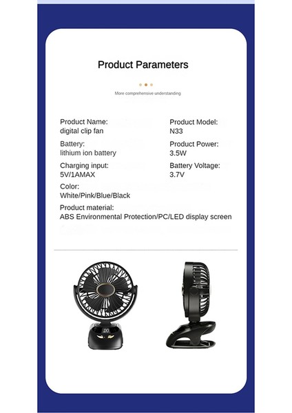 Küçük Masa Klipsli Fan, Ev Ofis Için Taşınabilir Kişisel USB Fan Seyahat Yatağı Arabası Kamp Açık Beyaz (Yurt Dışından)