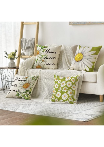Bahar Yastık Kapakları 18X18 4 Set Çiftlik Evi Atmak Yastık Bahar Süslemeleri Çiçekler Yastık Kılıfı Ev Dekor Için (Yurt Dışından)
