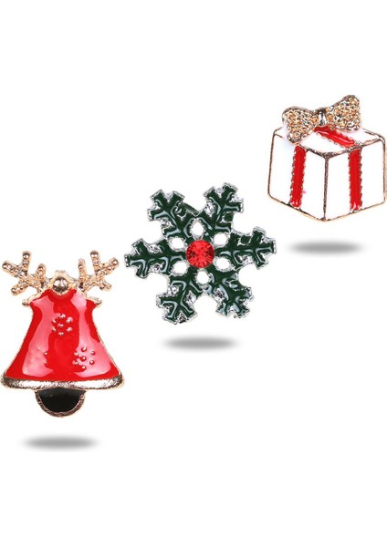 3 Adet Noel Ağacı Kar Tanesi Çan Emaye Broş Pin Rozetleri Giysi Çanta Sırt Çantaları Yaka Pin Seti (Yurt Dışından) modelleri