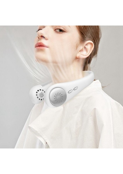 Taşınabilir Bladeless Fan Mini Boyun USB Şarj Edilebilir Dış Hava Soğutucu Için Asılı Sessiz Soğutma (Yeşil) (Yurt Dışından)