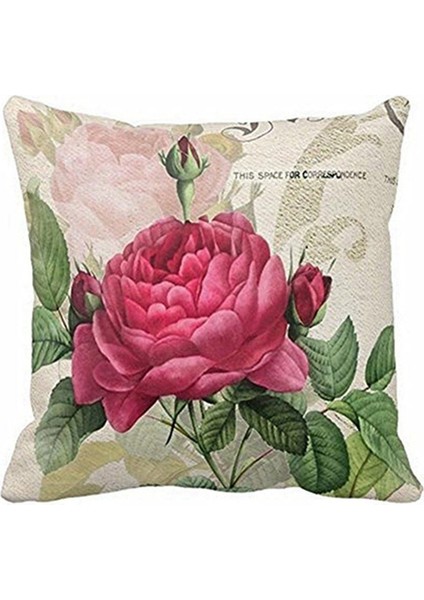 6x Vintage Çiçek/çiçek Keten Dekoratif Kırlent Kılıfı Minder Örtüsü Ev Kanepe Dekoratif (Gül Çiçek) (Yurt Dışından)