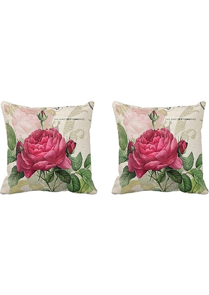 6x Vintage Çiçek/çiçek Keten Dekoratif Kırlent Kılıfı Minder Örtüsü Ev Kanepe Dekoratif (Gül Çiçek) (Yurt Dışından)