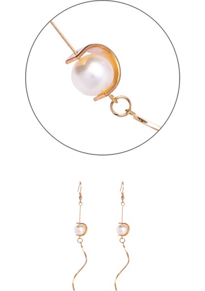 Damla Dangle Inci Uzun Küpe Minimalist Yaz Geometrik Kadın Aksesuarları Altın (Yurt Dışından)
