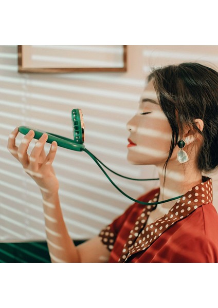 Taşınabilir Asma Boyun Fanı USB Mini Katlanır Dış Mekan El Hava Soğutma Ayarlanabilir Seyahat Soğutucu - Sarı (Yurt Dışından)