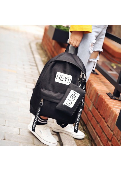 Rahat Saf Basit Sırt Çantası Kampüs Çok Yönlü Öğrenci Sırt Çantası Siyah (Yurt Dışından) fiyatları