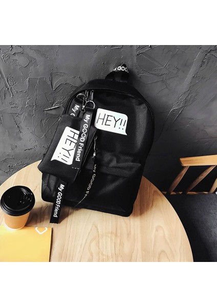 Rahat Saf Basit Sırt Çantası Kampüs Çok Yönlü Öğrenci Sırt Çantası Siyah (Yurt Dışından) fırsatları