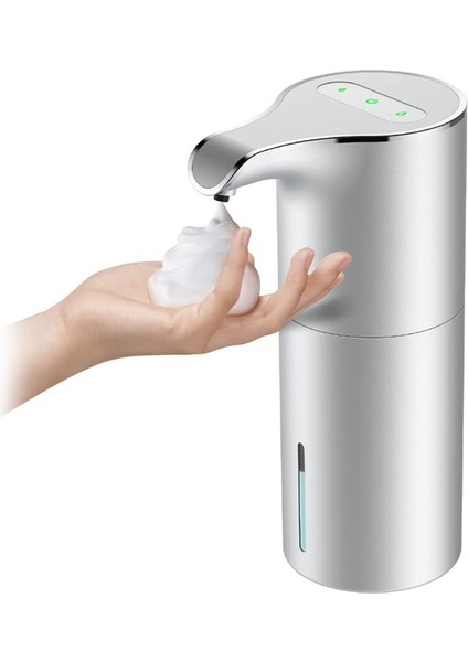 Sabunluk Otomatik - Fotoselli USB Şarj Edilebilir Elektrikli Köpük Sabunluk Ayarlanabilir Su Geçirmez 450 ml Gümüş (Yurt Dışından)