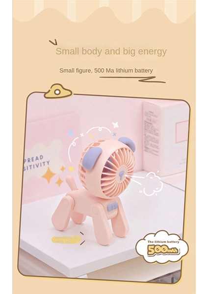 Mini Masaüstü Dekorasyon Hayranları Sevimli Evcil Köpek Şarj Edilebilir USB Küçük Elektrikli Fan Öğrenci Yurdu Yeşil (Yurt Dışından)
