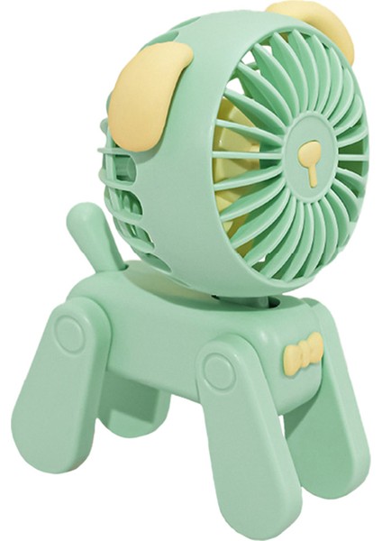 Mini Masaüstü Dekorasyon Hayranları Sevimli Evcil Köpek Şarj Edilebilir USB Küçük Elektrikli Fan Öğrenci Yurdu Yeşil (Yurt Dışından)