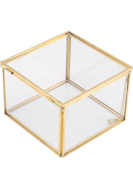 2x Kare Açılış Cam Geometri Bahçe Takı Kutuları Ayna Takı Saklama Kutusu Ebedi Çiçek Dekorasyonu Kutusu El Sanatları (Yurt Dışından)
