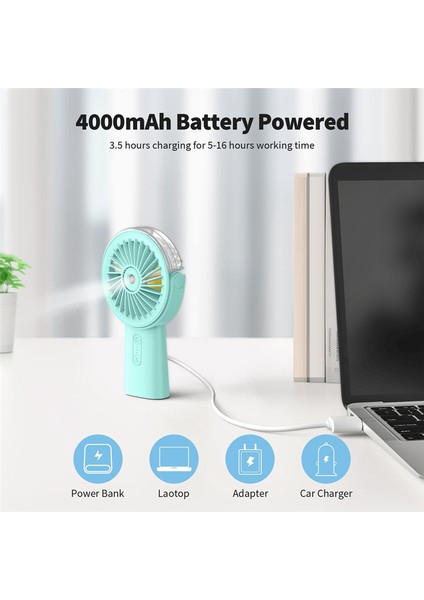 Misting Fanı Taşınabilir El Fanı, 4000MAH El Sisi 90°ayarlanabilir Küçük Mister Seyahat Ev Dış Mekan Plajı, A (Yurt Dışından) fırsatları
