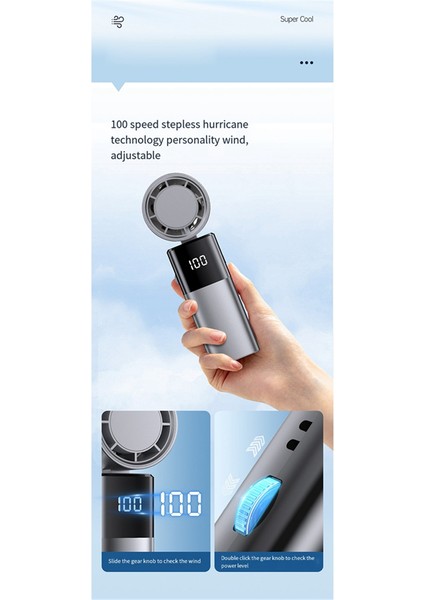 Mini Şiddetli Turbo Fan El Yüksek Hızlı USB Şarj Açık Taşınabilir 100 Ayarlanabilir Küçük Fan, B (Yurt Dışından)
