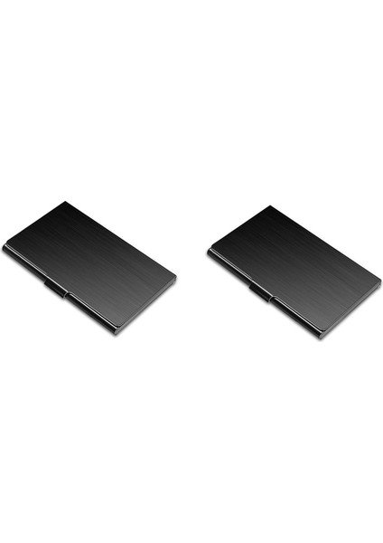 2x Kartvizitlik, Ince Kartvizitlik, Cep Metal Kartlık, Çanta Isimlik Kartı Tutucu, Toka Stili Kapatma, Siyah (Yurt Dışından)