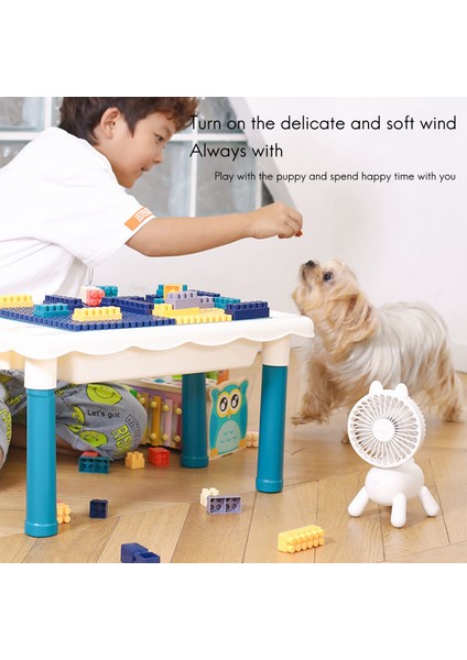 Mini Masaüstü Sallayarak Kafa Fan Yurdu USB Küçük Şarj Edilebilir Ev Ofis Klima Dilsiz Beyaz (Yurt Dışından)