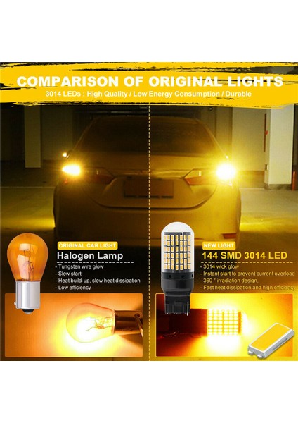 6x 7440 Canbus Süper Parlak Hata Ücretsiz LED Ampul T20 W21W 144 Smd Amber Ters Kuyruk Dönüş Sinyali Işık Için (Yurt Dışından)