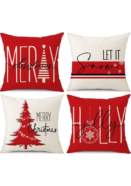 18X18 Inç Çiftlik Evi Keten Yastık Dekorasyon Kanepe Açık Ev Dekor Için Kare Noel Yastık Kılıfı Kapakları (Yurt Dışından)