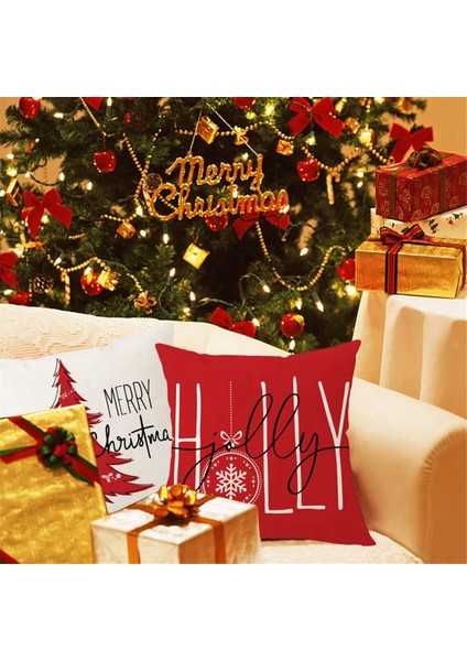 18X18 Inç Çiftlik Evi Keten Yastık Dekorasyon Kanepe Açık Ev Dekor Için Kare Noel Yastık Kılıfı Kapakları (Yurt Dışından) fırsatları