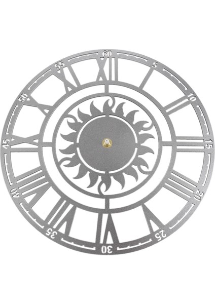 Basit Yaratıcı Retro Dekoratif Güneş Roma Dijital Akrilik Duvar Saati 30 cm x 30 cm Saat Duvar Modern Gümüş (Yurt Dışından)