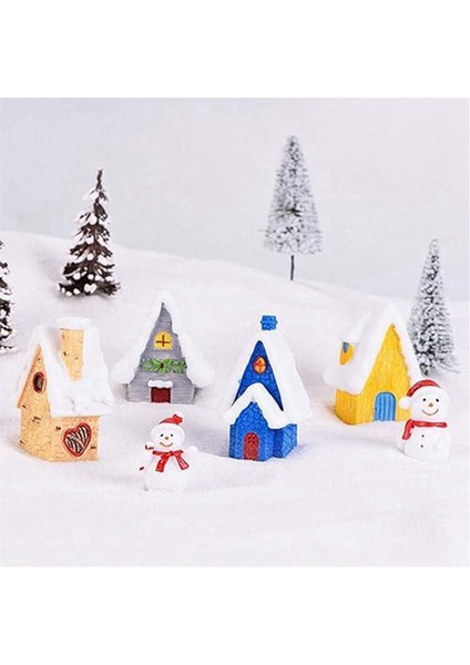 Noel Minyatürleri Figürler, Mini Noel Kar Evi Dekor Süsler, Noel Bebek Evi Peri Bahçe Süslemeleri (Yurt Dışından)