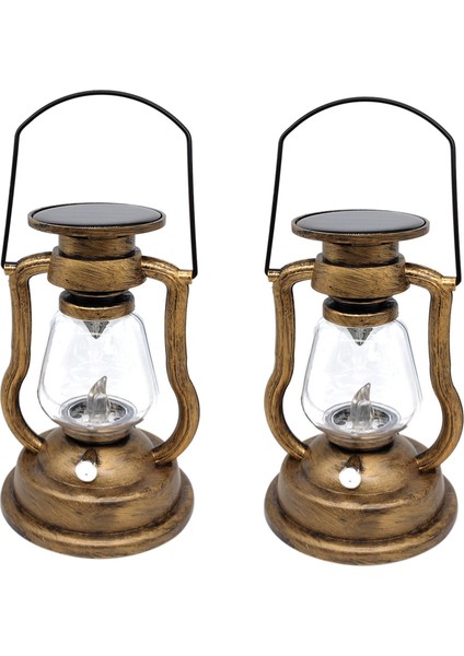 2x Retro Güneş Asılı Mum Işığı LED Gaz Lambası Titreşen Alevsiz Güneş Fener Açık Bahçe Yard Aydınlatma-Altın (Yurt Dışından)