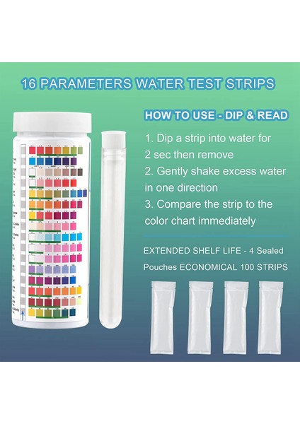 Ev Için 17'si 1 Arada Komple Su Test Kiti, 100 Şerit + Içme Suyu Için 2 Su Test Kiti Kolay Test, Ph, Kurşun (Yurt Dışından) modelleri