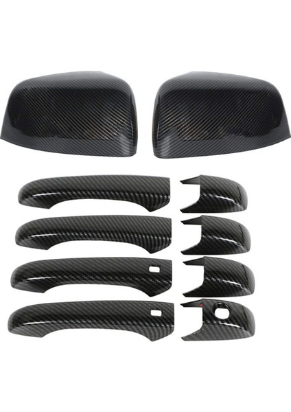 Karbon Fiber Yan Dikiz Aynası Kapağı Trim + Kapı Kolu Kapağı Trim 2011-2020 Grand Durango ile Uyumlu (Yurt Dışından)
