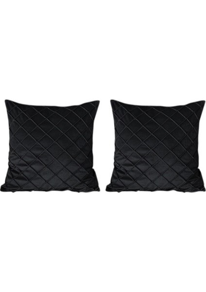 Kadife Atmak Yastık Kapakları 18X18 Inç, 2 Set Dekoratif Yastık Kılıfı Kanepe Kanepe Yatak Odası Araba-Siyah (Yurt Dışından)