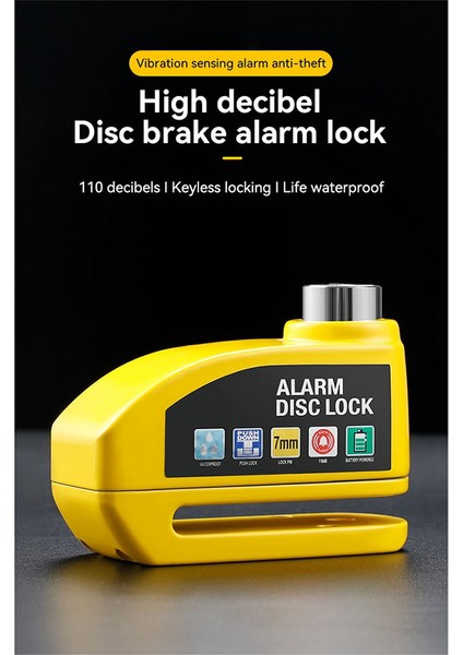 Elektrikli Motosiklet Scooter Için Bisiklet Disk Fren Kilidi Alarm Bisiklet Güvenlik Sistemi Aksesuarları (Sarı) (Yurt Dışından) fiyatları