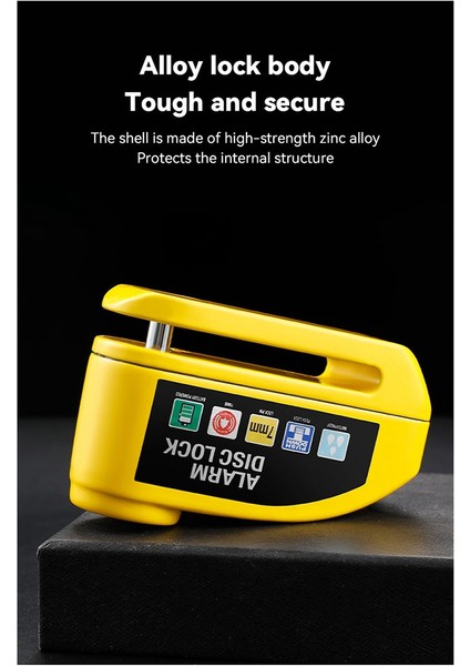 Elektrikli Motosiklet Scooter Için Bisiklet Disk Fren Kilidi Alarm Bisiklet Güvenlik Sistemi Aksesuarları (Sarı) (Yurt Dışından) modelleri