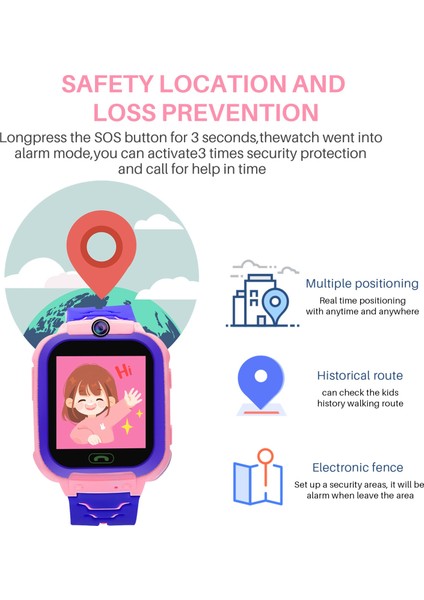 Akıllı Saat Çocuklar Spor Gps Akıllı Saat Android Çocuk Acil Durum Çağrısı Akıllı Kameralı Kol Saati Hd Iletişim Izle Pembe (Yurt Dışından) indirimleri